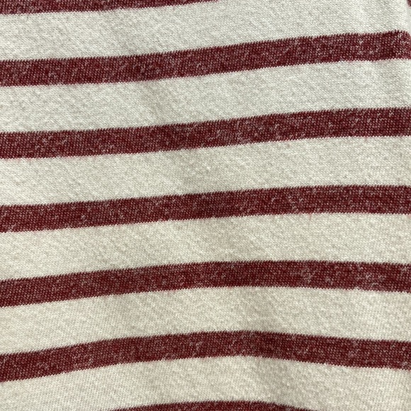 Stripped Burgundy and Cream Hoodie tie string to the side and zipper. Women - Picture 7 of 11